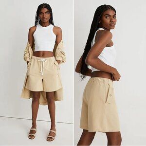 Madewell Structured Terry Pull On SHORTS Size S Pale Yellow Cotton Cloth NEW